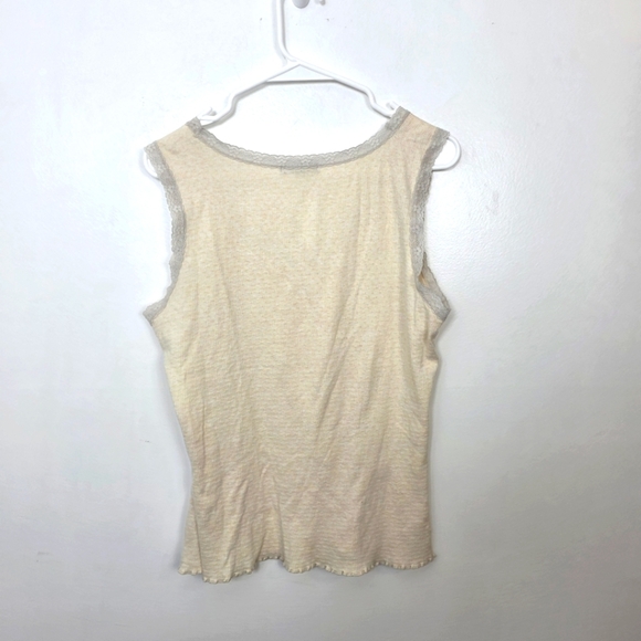 Eddie Bauer Cream Lace Trim Coquette Y2K Dainty Angelcore Tank Top Size Medium - Picture 2 of 7